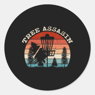 Funny Disc Golfer Gifts Outdoor Sports Stupid Tree Classic Round Sticker