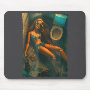 Funny Disgusting Doll Face Drinking Meme  Mouse Pad