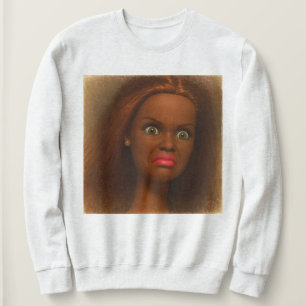 Funny Disgusting Doll face Meme Brunette Skin  Sweatshirt