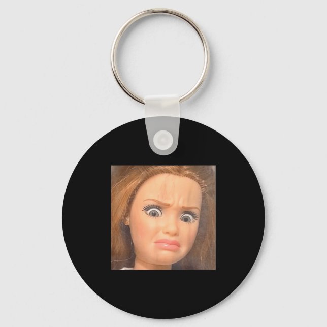 Funny disgusting doll face meme hilarious sarcasti key ring (Front)