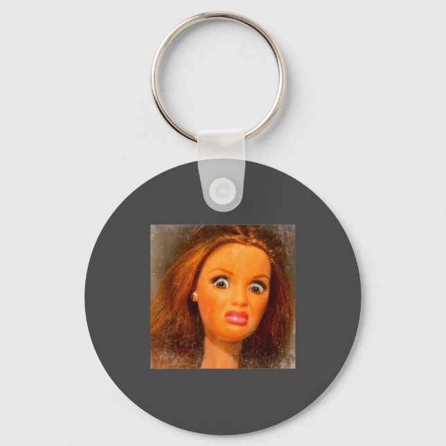 Funny Disgusting Doll Face Meme  Key Ring (Front)
