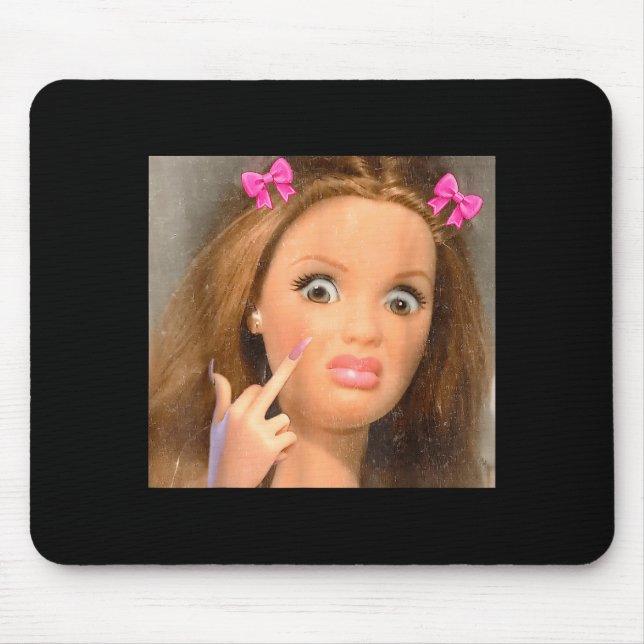 Funny Disgusting Doll Face Meme  Mouse Pad (Front)