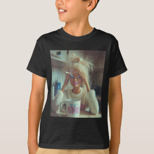 Funny Disgusting Doll Face Meme Smoking Sad Sarcas T-Shirt
