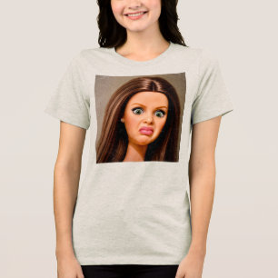 Funny Disgusting Doll face Meme T-Shirt Tri-Blend Shirt