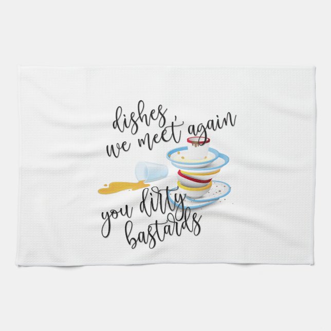 Funny Dishes Design Tea Towel (Horizontal)