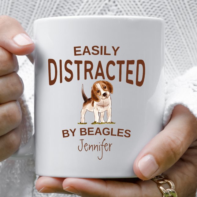 Funny Distracted by Beagles Personalised Coffee Mug (Creator Uploaded)