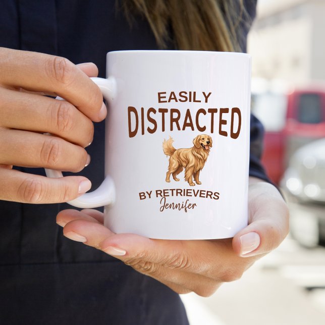 Funny Distracted by Retrievers Personalised Coffee Mug (Creator Uploaded)