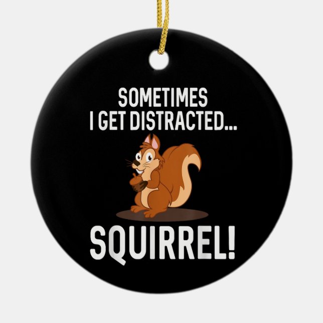 FUNNY DISTRACTED SQUIRREL Animal Zoo Farm Ceramic Tree Decoration (Front)