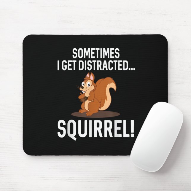 FUNNY DISTRACTED SQUIRREL Animal Zoo Farm Mouse Pad (With Mouse)