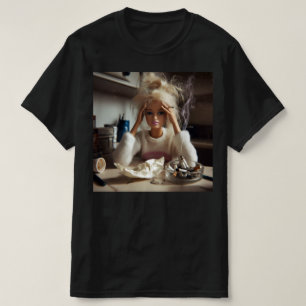 Funny Distressed Doll Face Meme Smoking Sarcastic  T-Shirt