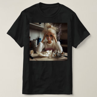 Funny Distressed Doll Face Meme Smoking Sarcastic  T-Shirt