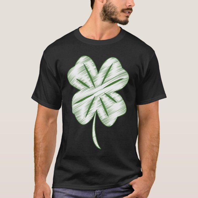 Funny Distressed Four Leaf Clover St Patrick's Day T-Shirt (Front)