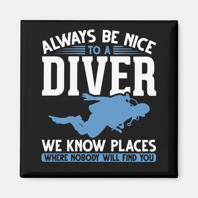 Funny Diver Scuba Diving Magnet (Front)