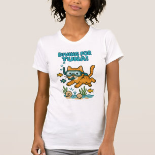 Funny  Diving Cat Summer T-Shirt 