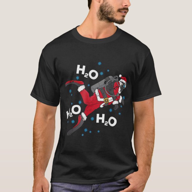 Funny Diving H2O H2O H2O Pun Scuba Christmas Pajam T-Shirt (Front)
