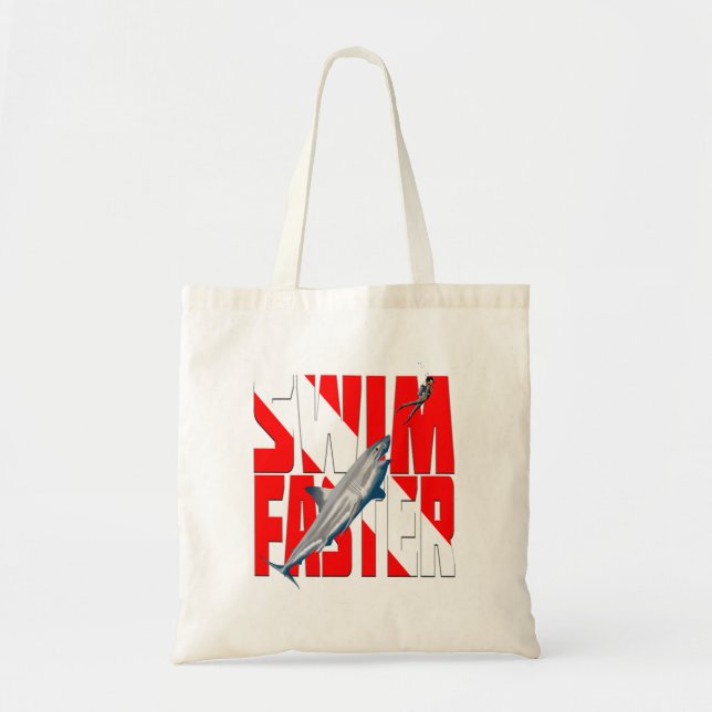 Funny Diving Swim Faster Tote Bag (Front)