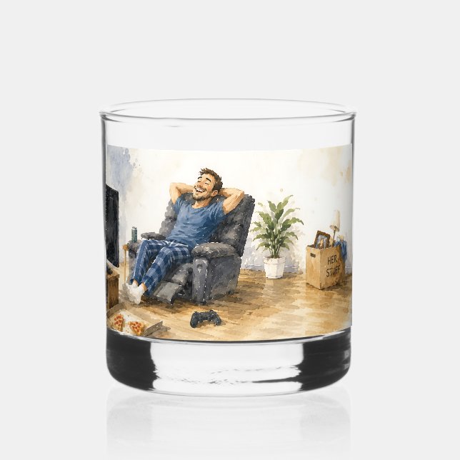 Funny Divorce Gift for Him - Just Divorced Whiskey Glass (Back)