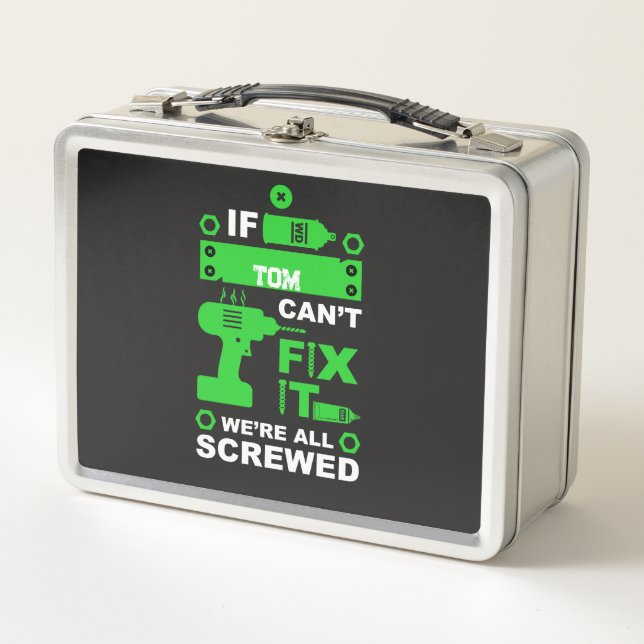 Funny DIY Fix It Repair Metal Lunch Box (Front)