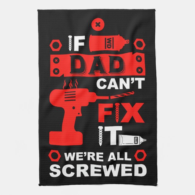 Funny DIY Fix It Repair Tea Towel (Vertical)