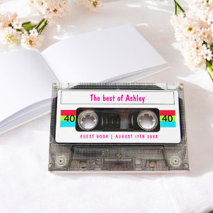 Funny DJ 80s Cassette Tape 40th Birthday guest Book