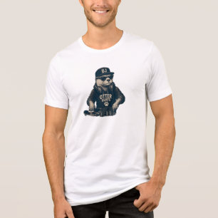 Funny DJ Animal Vintage EDM Turntable Illustration Tri-Blend Shirt