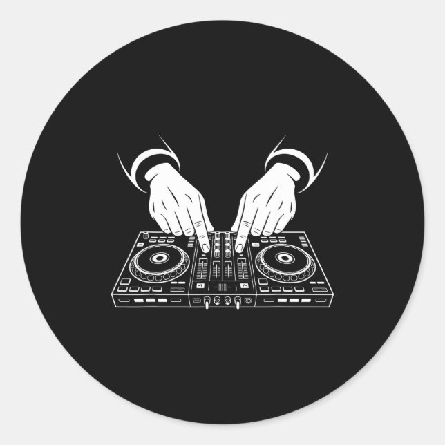 Funny Dj Art Men Women Music Producer Disc Jockey  Classic Round Sticker (Front)