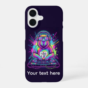 Funny DJ Capybara Cool 67 tie dye Neon Music Party iPhone 16 Case