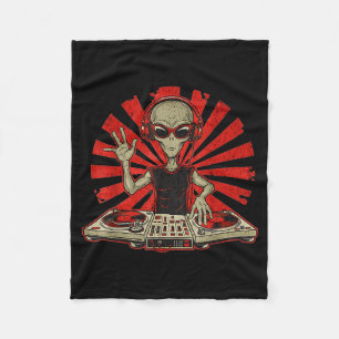 Funny Dj Graphic Tee Music Lover Alien Dj Music Mi Fleece Blanket