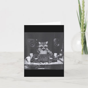 Funny Dj Raccoon House Party Sound Tech Music Tras Card