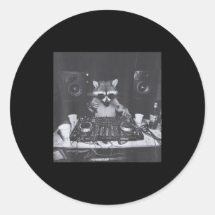 Funny Dj Raccoon House Party Sound Tech Music Tras Classic Round Sticker
