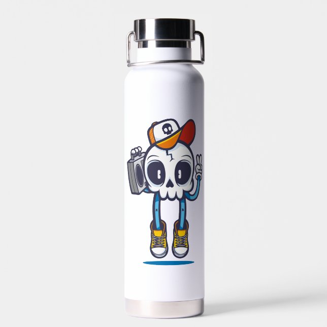 Funny Dj Skull Water Bottle (Back)