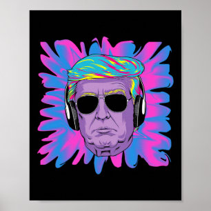 Funny Dj Trump Shades Headphone Parody New Year's Poster