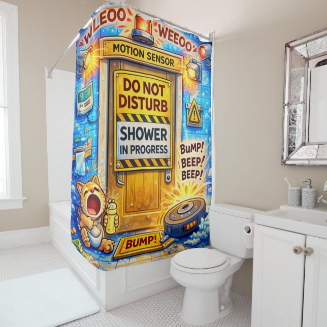 Funny Do Not Disturb Shower Curtain (In Situ)
