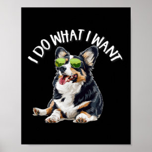 Funny Do What I Want Welsh Black Tricolor Corgi Lo Poster