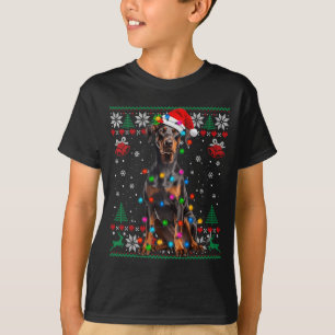 Funny Doberman Christmas Santa Hat Dog Ugly Sweate T-Shirt