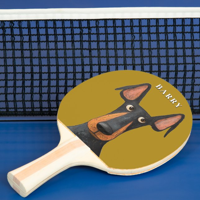 Funny Doberman Dog Black Tan Mustard Yellow  Ping Pong Paddle (Insitu)