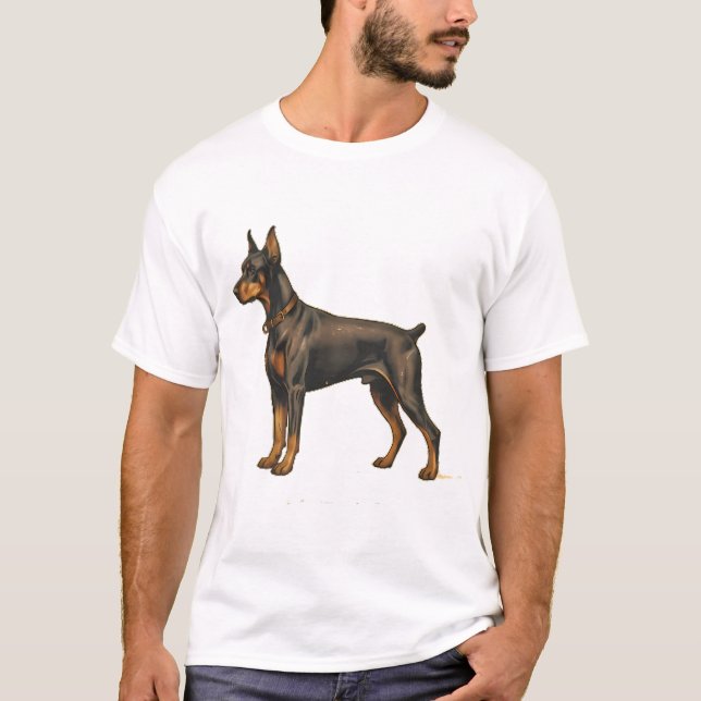 Funny Doberman Dog Bowl T-Shirt (Front)