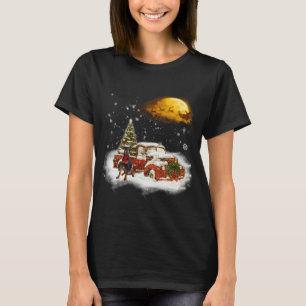 Funny Doberman Dog Snow Red Truck Christmas Xmas T T-Shirt