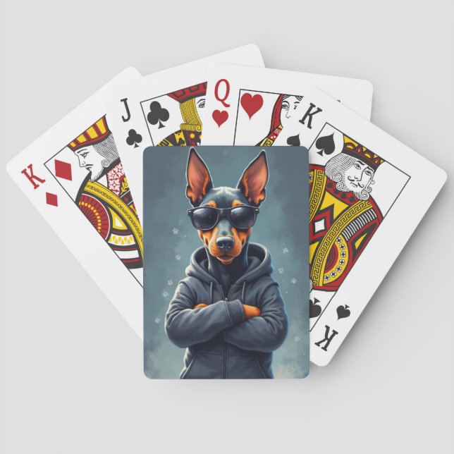 Funny Doberman Kawaii Dog Playing Cards (Back)