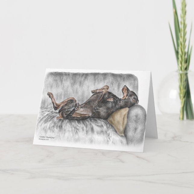 Funny Doberman on Sofa Card (Front)