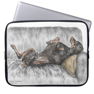 Funny Doberman on Sofa Laptop Sleeve