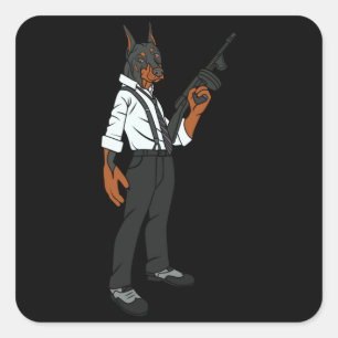 Funny Doberman Square Sticker