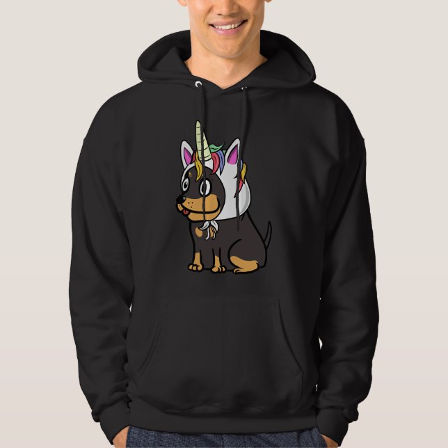 Funny Doberman Unicorn Hat Hoodie (Front)