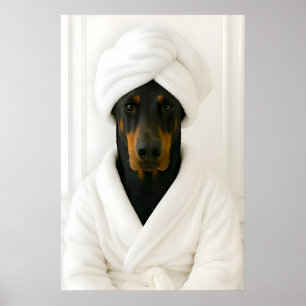 Funny Dobermann Bathroom Print, Dobermann In Poster