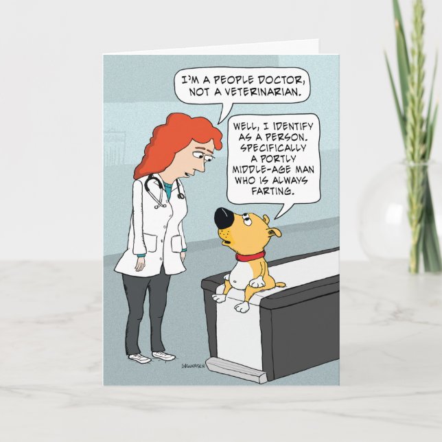 Funny Doctor and Dog Birthday Card (Front)