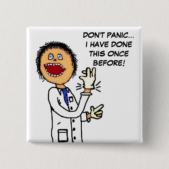 Funny Doctor Cartoon 15 Cm Square Badge (Front)