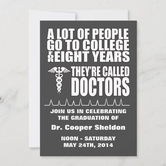 Funny Doctor Graduation Party Invitation (Front)