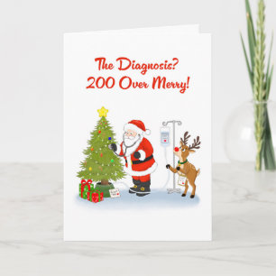 Funny Doctor Santa Christmas Tree Checkup Card
