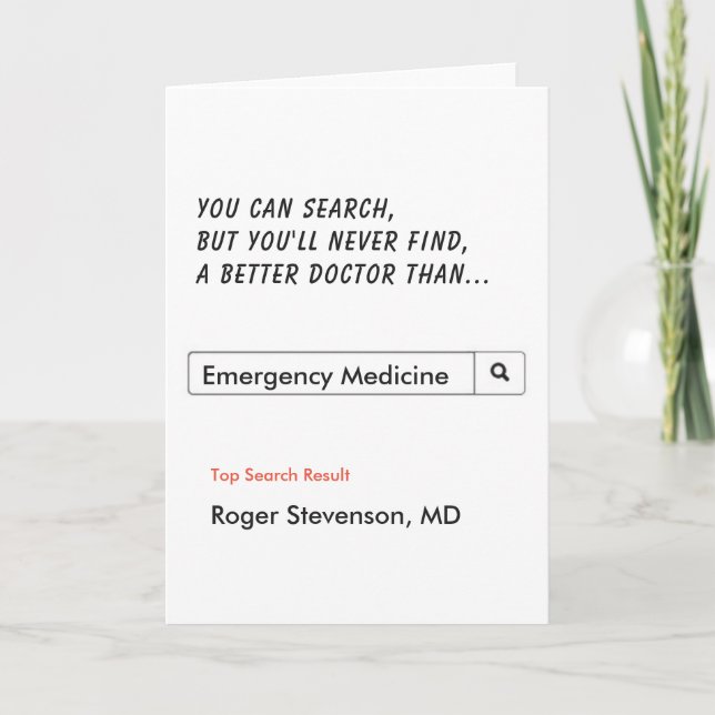 Funny Doctor Thank You Emergency Medicine Card (Front)