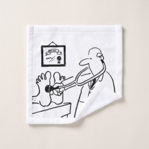 Funny Doctor with Stethoscope Checking Feet Wash Cloth